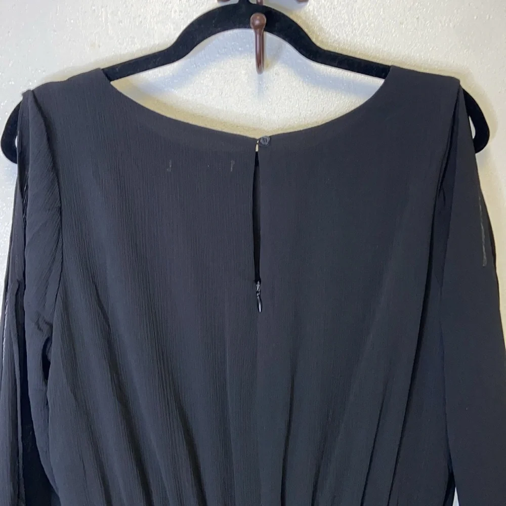 Gibson Latimer Black Embroidered Cold Shoulder Wide Leg Cropped Lined Jumpsuit - Picture 10 of 14